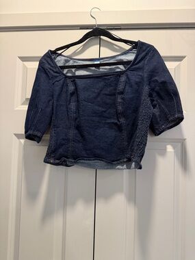 Old Navy Navy Square Neck Denim Crop Top